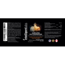 Intelligent Labs 500MG Meriva Curcumin Phytosome, 2900% Better Absorbed Than Ordinary Turmeric Curcumin, 100% Allergen-free, 120 Capsules Per Bottle