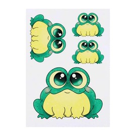 Azeeda 4 x 'Molliger Frosch' Temporäre Tattoos - Wasserfest, Hautfreundlich & Ungiftig · Transfers in Verschiedenen Größen (TO00075444)