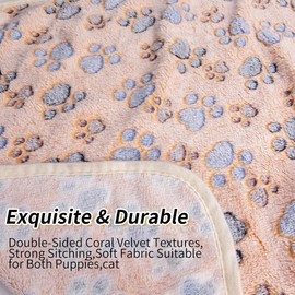 MIRDFEJ Pet Blankets for Dogs Cats - 4 Pack Bone Paw Print Pattern Super Cute Soft Fleece Fluffy Dog Blankets for Small Medium Large Doggy Kitten