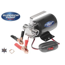 Superior Pump 90045 12 Volt Transfer Pump with 6-Foot Suction Hose, Black