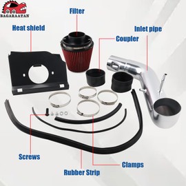 BAGARAATAN Cold Air Intake Kit Compatible with 2011-2014 Ford F150 5.0L V8 Aluminum High-Performance Air Filter System with Heat Shield, Reusable Washable Filter, Horsepower & Torque Boost