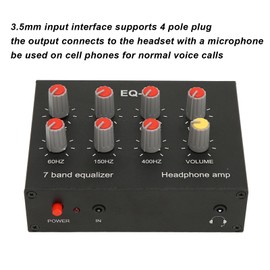 Goshyda 7 Band Car Graphic Equalizer, 3.5mm Input Interface Supports 4 Pole Plug, 5 Times Amplification Dual Channel Sound 7 Band Sound Equalizer