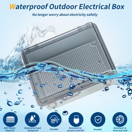 Waterproof Distribution Box IP66, Surface-Mounted Distribution Box with Combination Lock, Transparent Outdoor Control Cabinet with Wall Mounting Accessories and Lock, Cable Junction Box for Protection