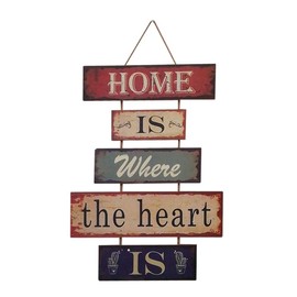 HUABEI Wooden Sign Family Vintage Wooden Hanging Wall - Home Is Where The Heart Is