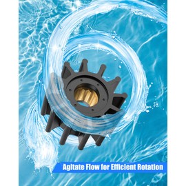 Water Pump Impeller Kit Fits for Yanmar replace 129670-42530 129670-42531 129670-42610, Threaded Impeller Kit Including 12-Blade Impeller, Cover O-ring and Cover Screws