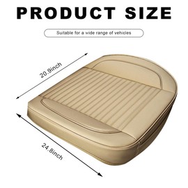 ZNDAW Car Seat Cover, Leather Vehicle Front Bottom Seat Cushion Cover with Storage Pocket, Anti-Slip Bottom Seats Protector Luxury Interior Decor for Most Car Trucks SUVs (Beige)