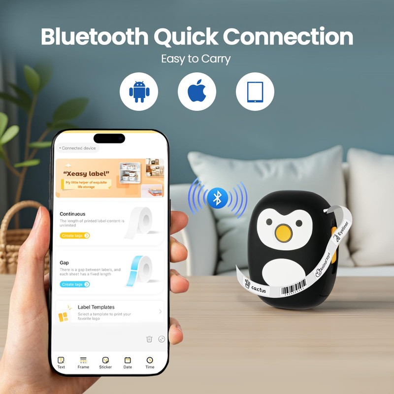 NULLTONEX Mini Label Maker Bluetooth Machine: Wireless Small Label Makers