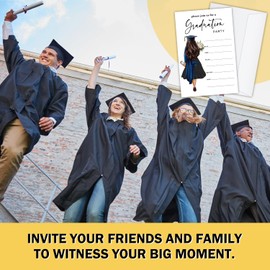 HUQIL HUQIL Graduation Invite Cards, 20 Graduation Invitations with Envelopes Congrats Grad Graduation Party Supplies for University College or High School Celebration Announcement Party Decor -FS387