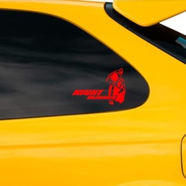 Grim Reaper Night Runner JDM Vinyl Decal Sticker | Die Cut Self Adhesive Custom Truck Window Bumper Car Laptop Automotive Wall Gift (Red)