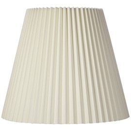 Ivory Pleated Large Lamp Shade 10" Top x 17" Bottom x 14.5" High x 14.75" Slant (Spider) Replacement with Harp and Finial - Brentwood