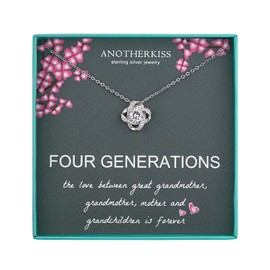 AnotherKiss Generations Necklace for Great Grandmother Gifts, Sterling Silver Necklace Grandma Mom Daughter Granddaughter, Mothers Day Jewelry Birthday Gift Ideas