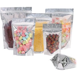 SumDirect bolsas de papel de aluminio mylar bolsa Láminas de aluminio reutilizables Con cremallera Levántese las bolsas de alimentos, paquete de 50（13X20 cm ）
