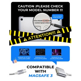 LISEN 140W Magnetic Safe 3 Cable for Charger Cord, USB C to Magnetic 3 Cable for Charger Fit, (3.3FT Grey)