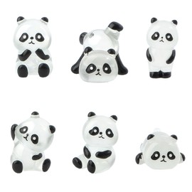 ZAYIO 6PCS Resin Animals Glow Panda Miniatures, Glow in the Dark Mini Animal Panda Figurines for Glow Landscape Decoration, Tiny Resin Animals for Home Garden & Desk Decor, Cute Collectible Figurines