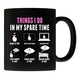 Things I Do In My Spare Time Mug, Korean Finger Heart Mug, Gift For K-pop Lover, Merchandise Gift Mugs, Mug For Fangirl