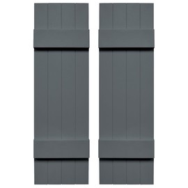 Builders Edge 080140039419 14 in. W Standard Four Joined, Board-n-Batten, Includes Matching Installation Spikes (Per Pair) Vinyl Shutters, 39-in. H, 419-Storm Cloud