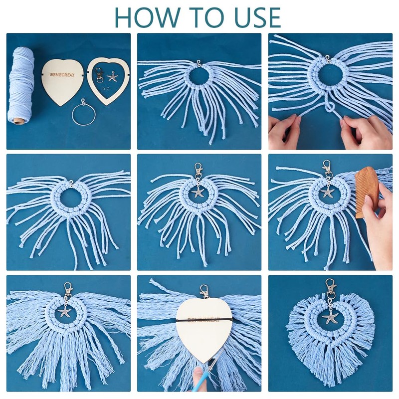 BENECREAT 12 Pcs Wood Macrame Cutting Template, Heart and Feather