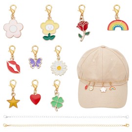 PH PandaHall 2pcs Trucker Hat Chains Set with 10 Enamel Cute Charms - DIY Mesh Baseball Hat Accessories Decor