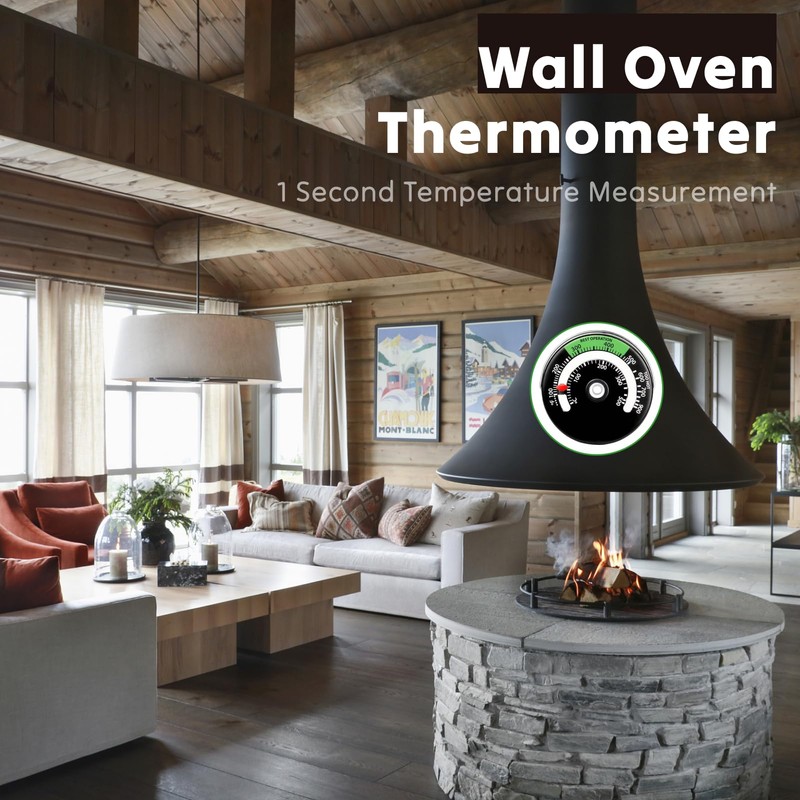 Magnetic Wood Stove Thermometer, 100-900°C Range, Real-Time Temperature Monitor with