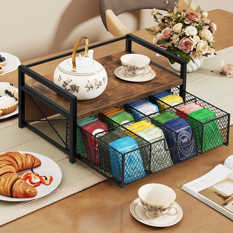 BCOZLUX Tea Bag Organizer, Wooden Tea Organizers and Storage Box