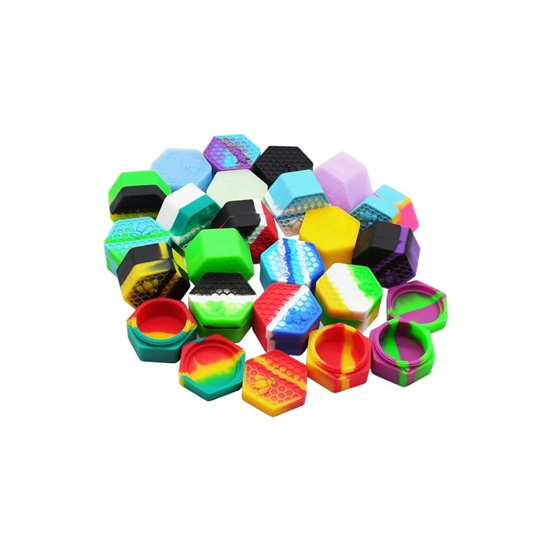 KUVIS 26ml Hexagon Silicone Wax Containers Concentrate Non-stick Jars (15)