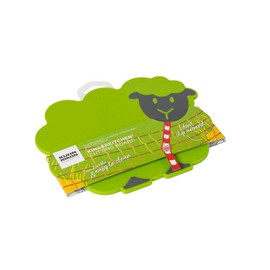Kuhn Rikon Kinderkitchen Kids Cutting Set, 2 Pieces, Green/Black/Red | Sheep Cutting Board & Cat Mezzaluna Knife With Blade Protector | Child-Friendly Cutting Tools for Real Cooking