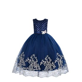 Cosplay Life Floral Dress for Girls and Young Adults Fashion Flower Waistline Kids Party Festival Dress Ages 4-12 Years Old (Blue, 4YRS)