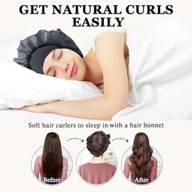 Gwabee- Diadema Rizadora de Pelo sin Calor para Uso Nocturno, Cinta Suave para Rizos de 70" para Cabello Largo - 9 Unidades