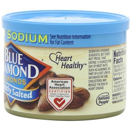 Blue Diamond Almonds Low Sodium Lightly Salted Snack Nuts, 6 Oz Resealable Cans (Pack of 6)
