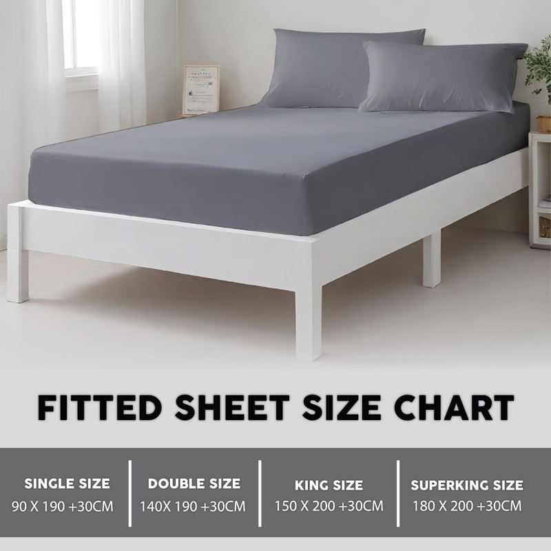 Funky Gadgets Double Fitted Sheet, Grey - 300 Thread Count