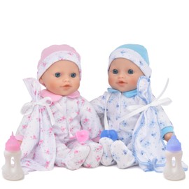Soft Body Twin Baby Dolls for Toddlers in Gift Box, 12 Inch Baby Doll with Pacifier, Baby Girl Doll and Baby Boy Doll