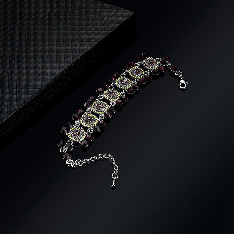 Women Fashion Classical Elegant Alloy Rhinestone Flower Bracelet Jewelry