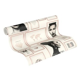 Sample for Display Purpose only. Concord Wallcoverings Deco Motive Modern Textured Wallpaper Featuring Pictures and Quotes in Frames, Beige Black Copper White, 7" x 10 "; 369183