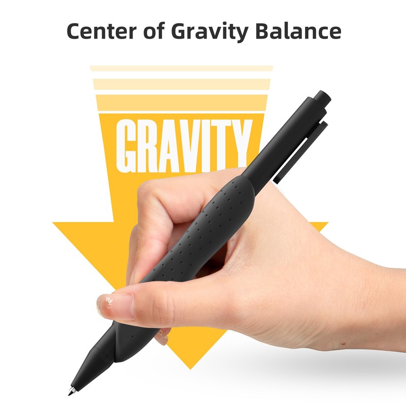 ELETIUO 5-Pack Ergonomic Ballpoint Pens,1mm Medium Point Black Ink Retractable