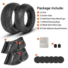 GREHUA 90/65-6.5 110/50-6.5" Front Rear Tire and Inner Tube Compatible with 49cc Lucky 7 Cag MTA1 MTA2 GP-RSR X-Treme MotoTec Fit Right FRP X-PRO Blast SYX MOTO Apex XtremepowerUS Mini Gas Pocket Bike