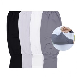 Loose Fit Plain Cooling Arm Sleeves for Work and Sun Protection Hiking Arm Sleeves Black (FL) 3ea