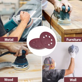 STEBRUAM STEBRUAM 100 Stck Schleifpapier 125mm Klett 320 k?rnung,Profi 125 Schleifscheiben Rund 8 Loch fr Exzenterschleifer