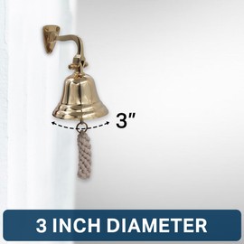 3" Solid Brass Bell Quality Marine Wall Mounted Ship Hanging Bell Perfect for Dinner, Indoor, Outdoor, School, Bar, Reception, Last Order & Church by The Metal Magician (3" Titanic Bell)