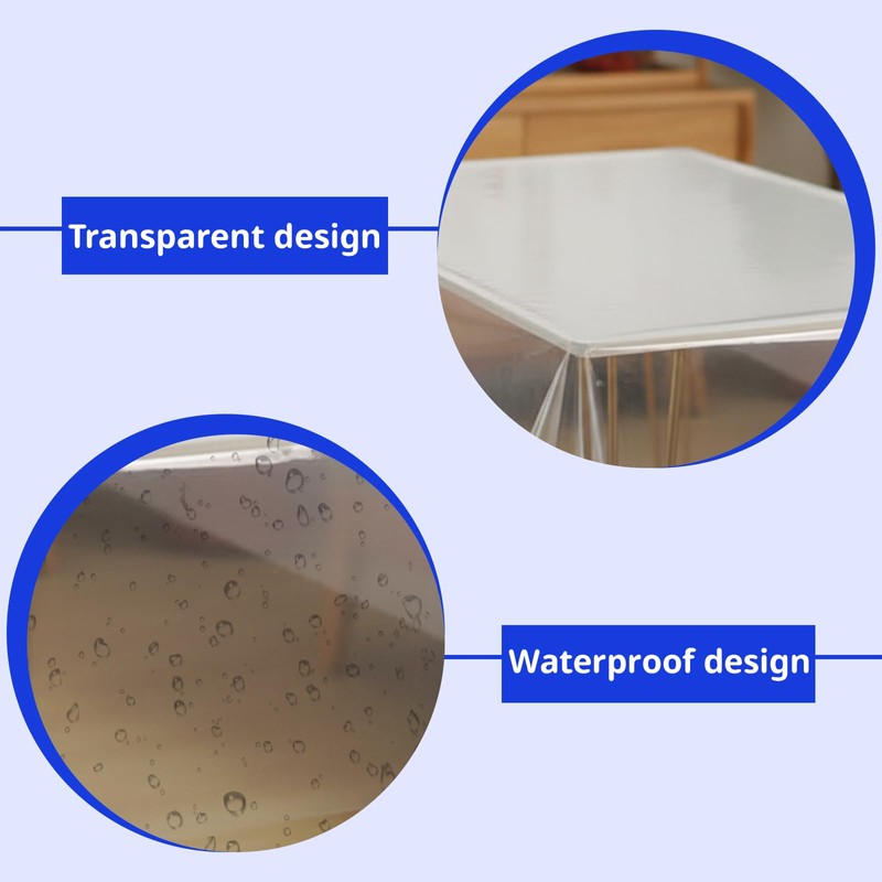 140×180cm Transparent Dining Table Cover, Clear Table Protector, Oil and