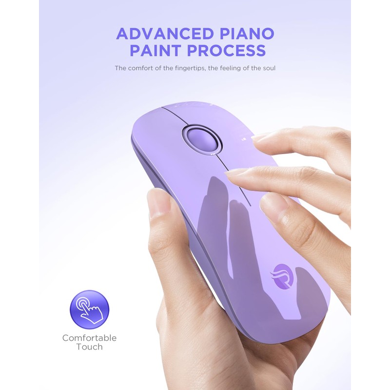 RAPIQUE - mouse inalámbrico Bluetooth, morado, 1600 DPI, larga vida