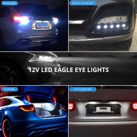JRQLOV 4Pcs 23mm COB DC 12V Eagle Eye LED Car Fog DRL Daytime Running Light Car ATV Camper Trunk Motorcycle Marker Lights Lamp Tail Reverse Fog Light Signal Lamp (White)