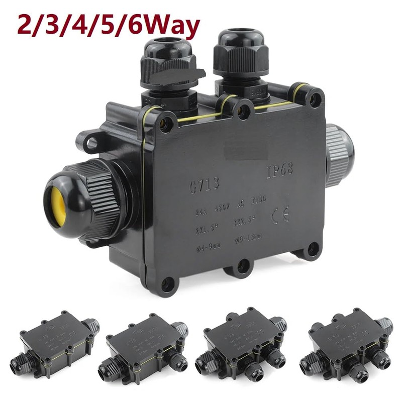 MiJunHD IP68 Waterproof Junction Box, 3 Way 4 Pin Terminal