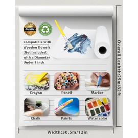 Joyooss Easel Paper Roll of Paper, 12 inches by 82 Feet (2 Pack Total 164 Feet), Art and Craft Paper, Painting Paper Paper Roll of Paper Easel Paper Roll of Paper for Kids Art and Craft Paper Roll