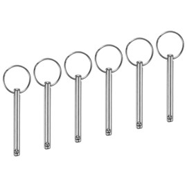 M METERXITY 6-Pack Quick Release Pins, 1/4" [6mm] Diameter, 1.85" [47mm] Usage Length Bimini Top Pin for Shipbuilding/Boat/Trailer, 2.36" [60mm] Total Length Carbon Steel Hardware Pins