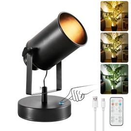 Vitnucrol 1 Pack Wireless Uplighting Indoor with Remote, Rechargeable Floor Spotlight Built-in 5200mAh Battery, Angle Adjustment, 3 Color Temperature Dimmable Up Lights Indoor for Plant Tree