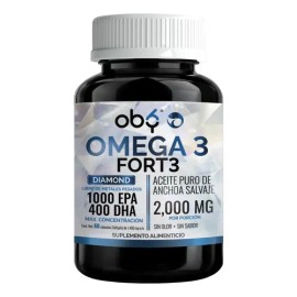 Omega 3 Diamond Forte 2000mg Aceite Anchoa | Máxima Pureza Diamante Platinum | Epa Dha - Tg | Oby Suplemento Omega Tres Fish Oil | Vitaminas Mujer Hom