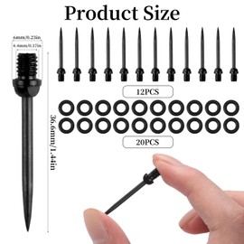 Steel Dart Tips, Pack of 12 Dart Tips, Steel Tips with Thread, Metal Tips, Steel Dart Tips, Steel Dart Tips, Steel Dart Tips for Darts Converting Soft Darts, with 20 Rubber Rings