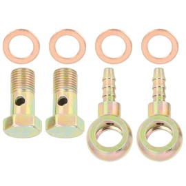 Unifizz 2 Sets Car Banjo Hose Barb Bolt Fittings Banjo Bolt Washer Metal Bronze Tone for Motorcycle Car 10mm