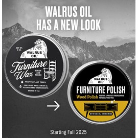 WALRUS OIL - Furniture Wax Polish - Easy to Use Wood Maintenance and Polishing Wax for Furniture and Wooden Surfaces. 3oz Can