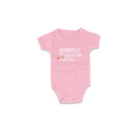 DadBod Apparel DB Dumbbells Deadlifts & Dirty Diapers Mini-Me Triple D Bodysuit (Light Pink/6M) Unisex Bodysuit Girl or Boy